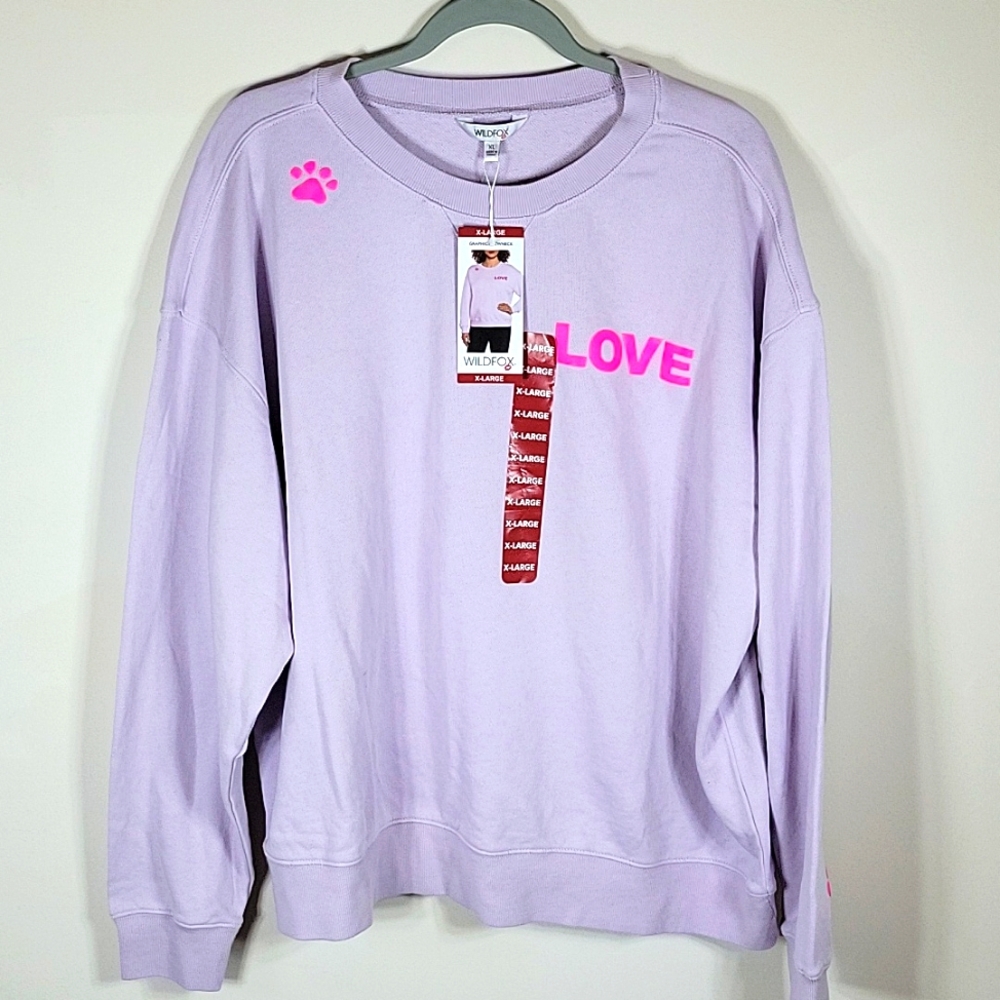 Wildfox Dogs Love Me Lilac Purple Sweatshirt Size XL NWT - Picture 3 of 6